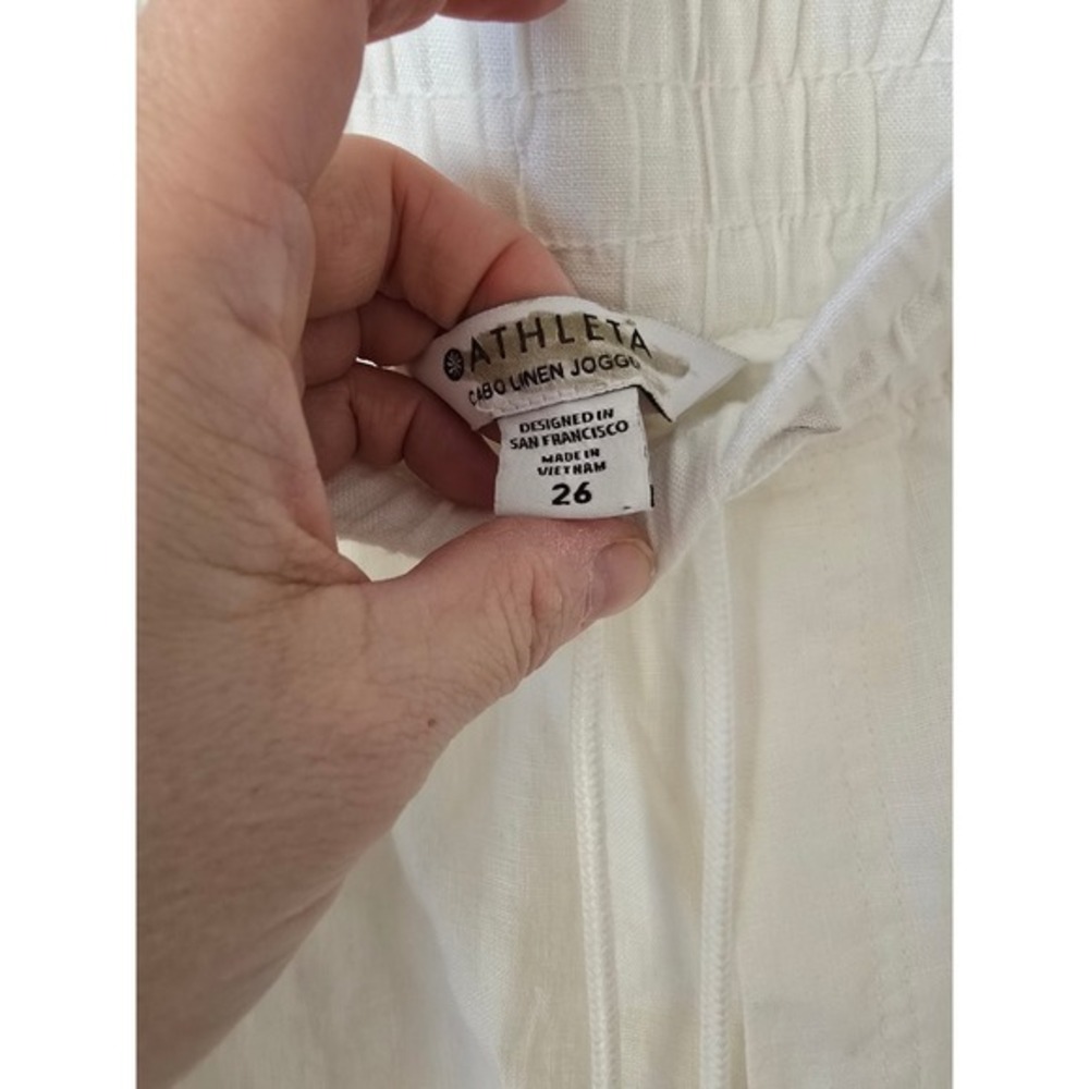 Athleta‎ Cabo Linen Jogger Pants White Lightweight Zip Pockets Size 26 - Picture 6 of 10